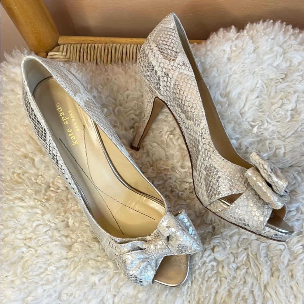 Kate Spade Cream Peep Toe Heels